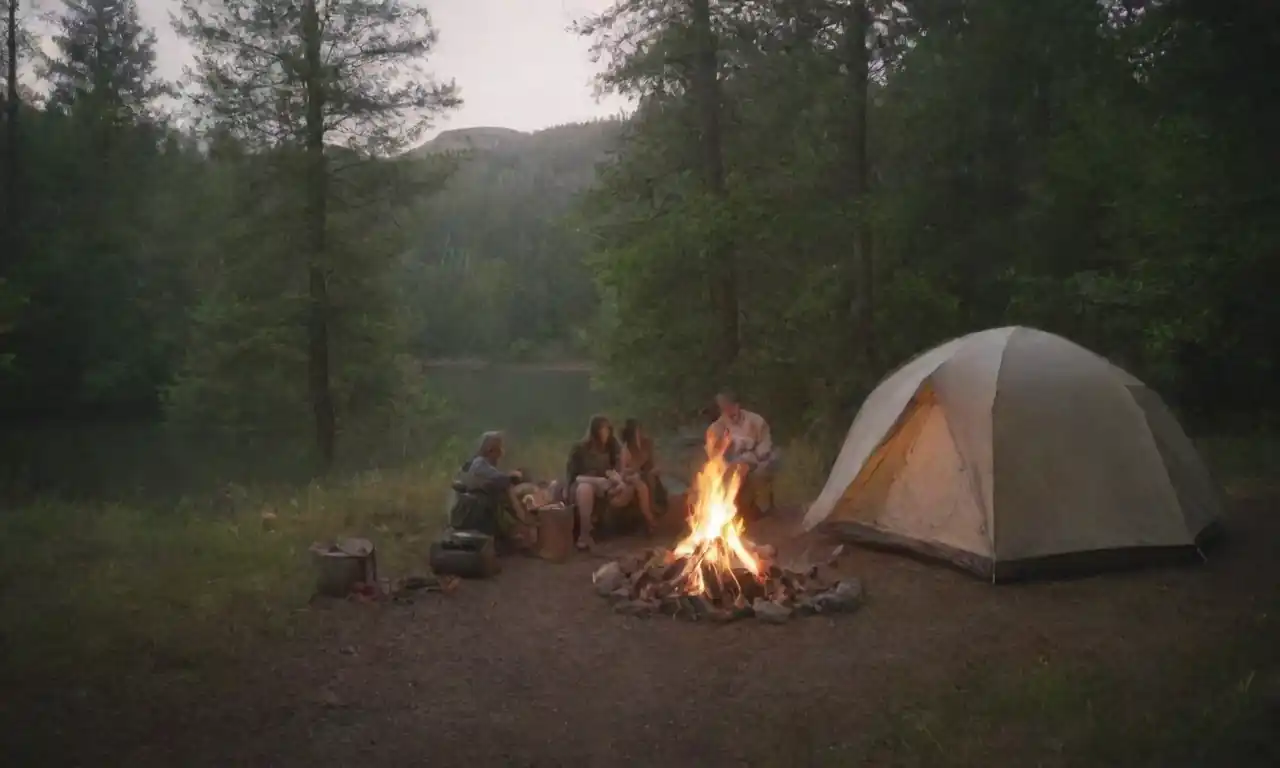 Camping cubierto rodeado de naturaleza