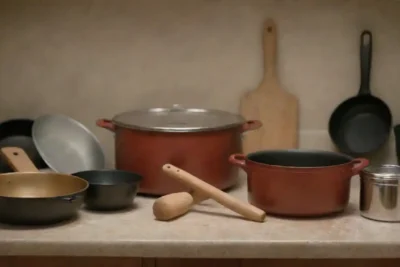 Una colección de utensilios de cocina