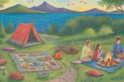 Un paisaje sereno de naturaleza vibrante y actividades familiares