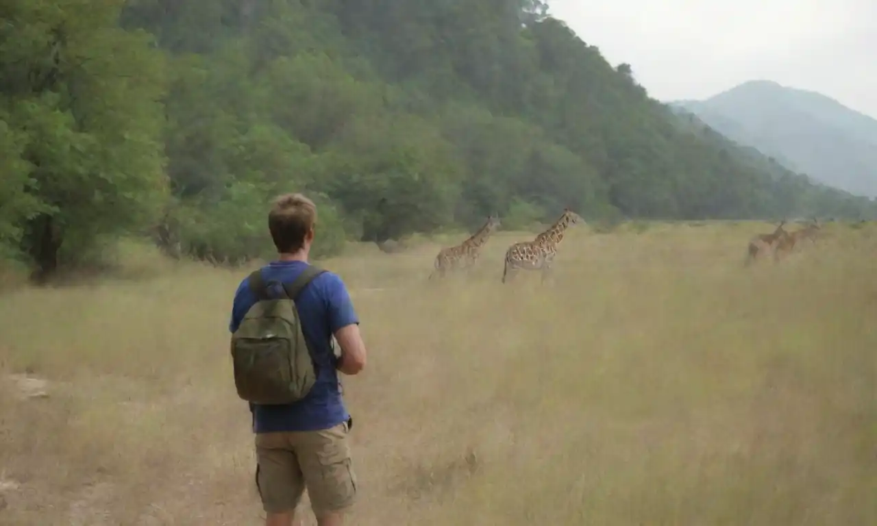 Los turistas que observan la vida silvestre en su hábitat natural