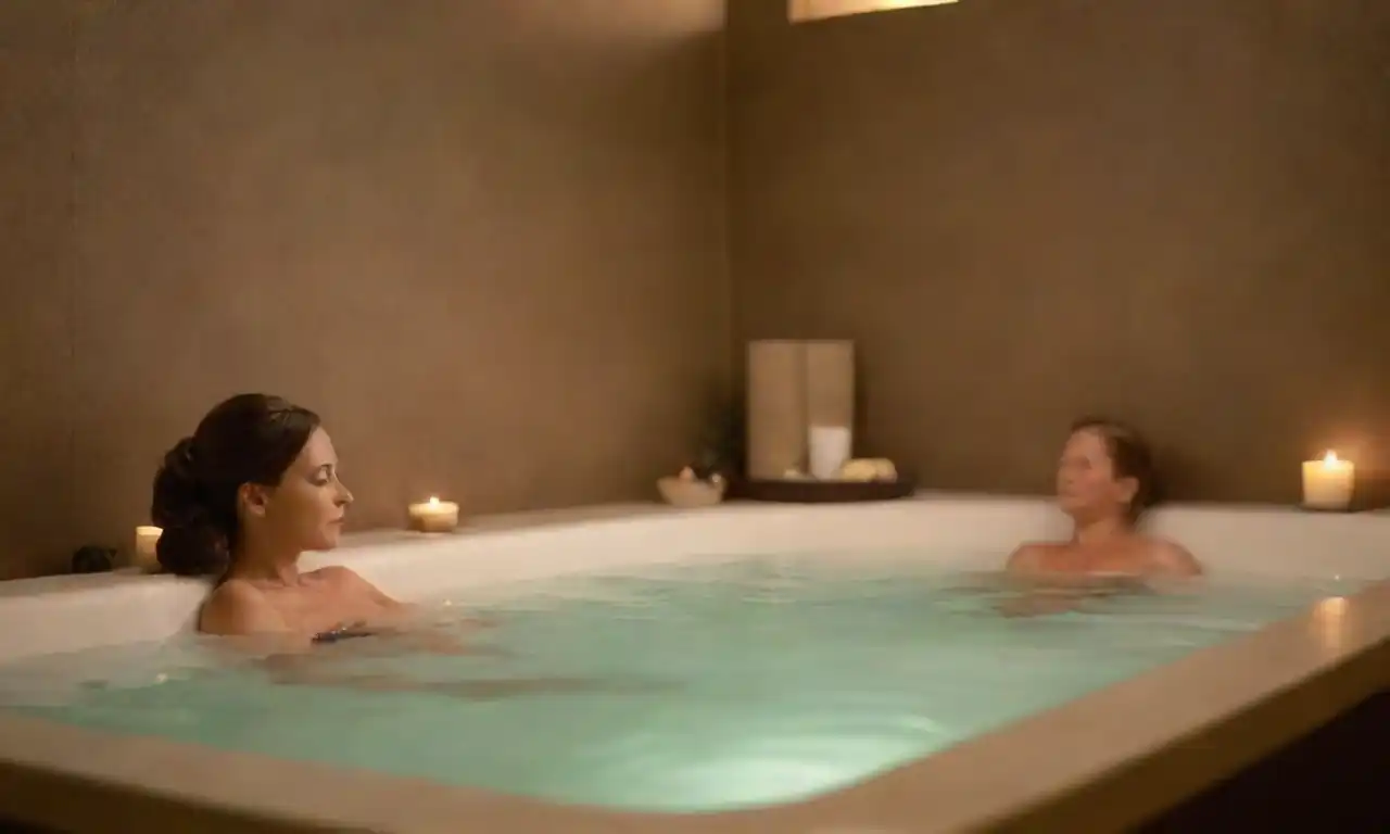 Clientes relajantes en un ambiente de spa sereno