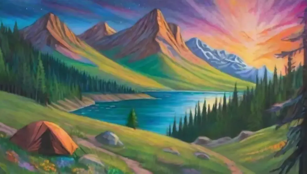 Un paisaje montañoso vibrante lleno de aventuras y naturaleza