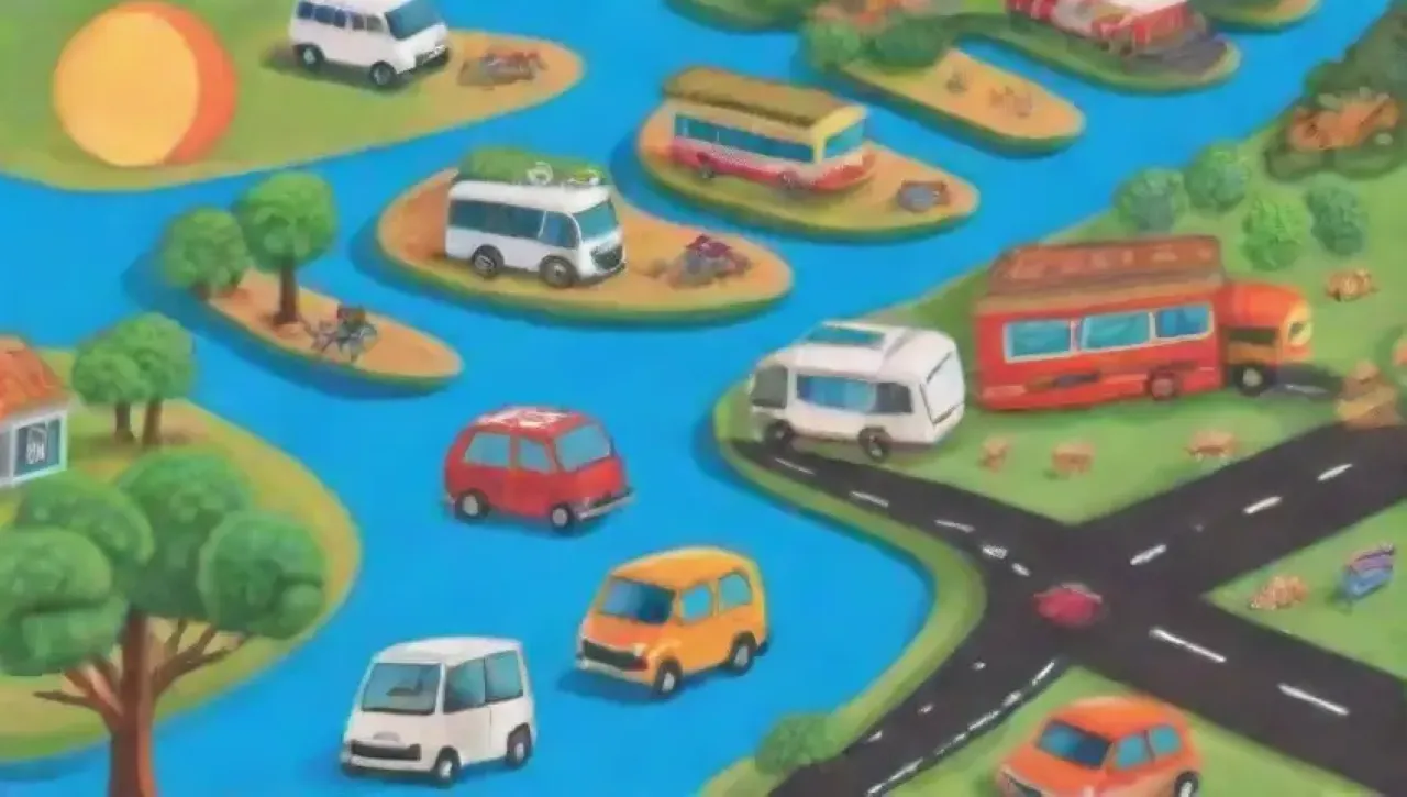 Un collage de elementos que evocan la aventura y la planificación de viajes