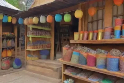 Un bullicioso mercado lleno de artesanías