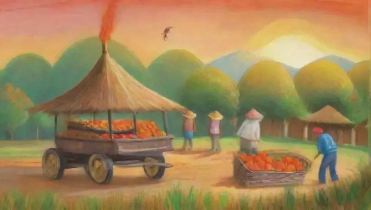 Un vibrante paisaje rural lleno de cosechas, tradiciones y alegría comunitaria
