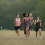 Un grupo diverso de personas que participan en diversas actividades deportivas al aire libre durante un fin de semana.