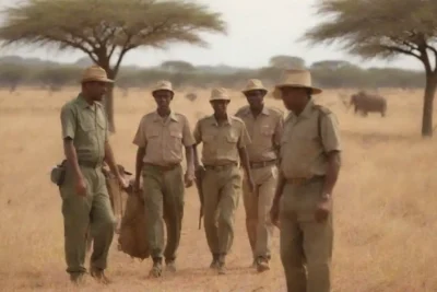 Un grupo sobre un safari