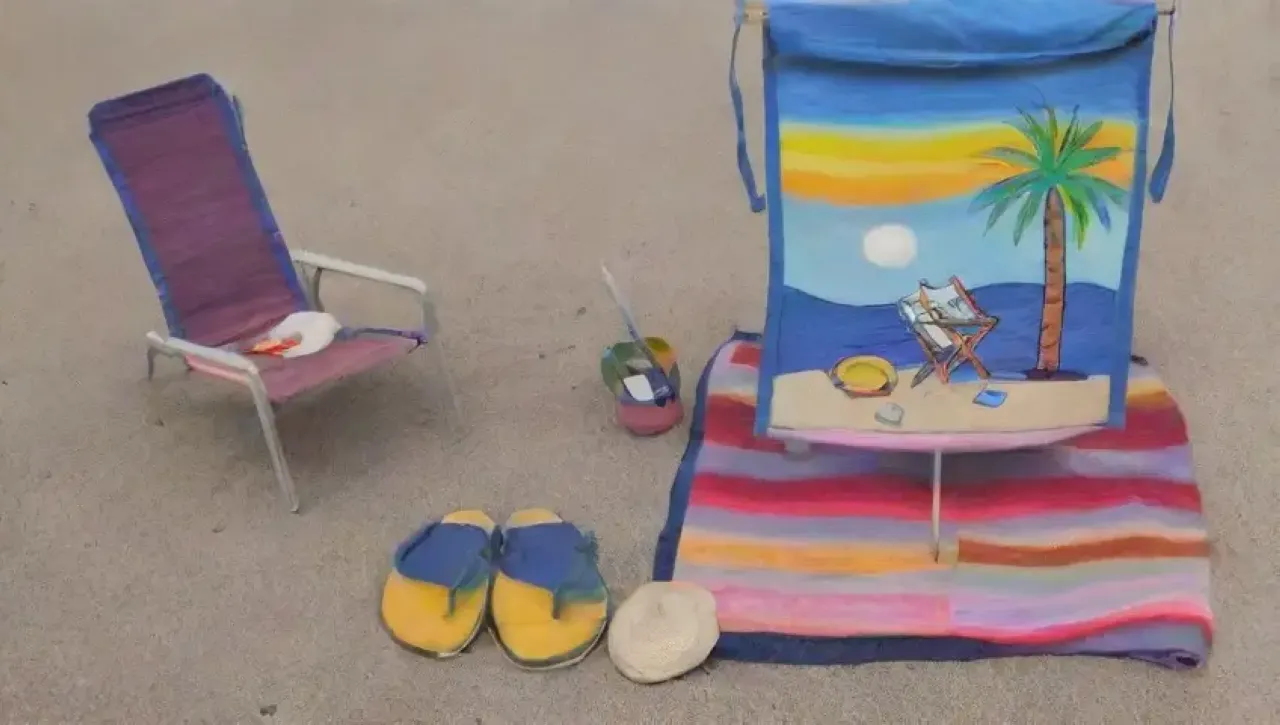 Una escena de playa serena con amigos