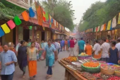 Un mercado vibrante lleno de colores