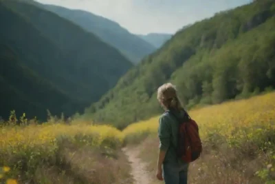 Una persona explorando un paisaje natural