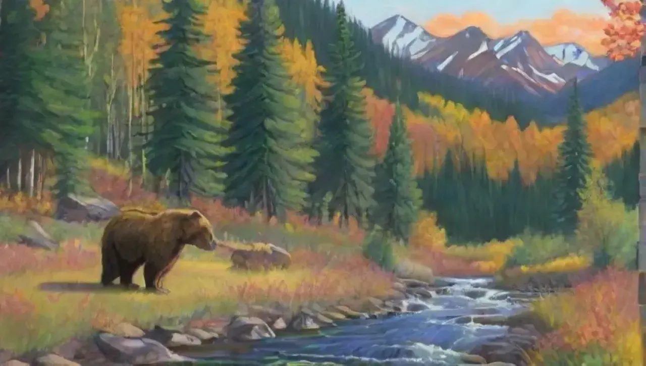 Un paisaje natural vibrante con bosques, montañas, vida silvestre y momentos tranquilos