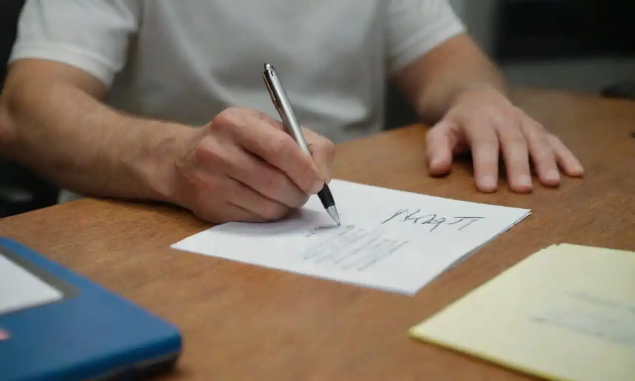 Persona firmando un contrato con un entrenador