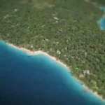 Mapa destacando los destinos de viaje ecológicos rodeados de vegetación.