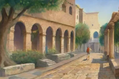 Ruinas antiguas y vibrantes escenas de vida se entrelazan en un paisaje lleno de historia y cultura