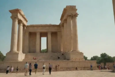 Monumentos históricos visitados por personas que reflejan su importancia durante una crisis.