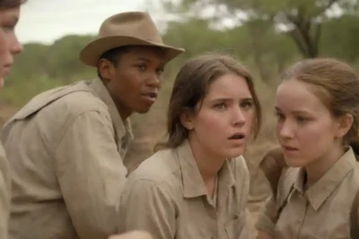 Un grupo diverso de estudiantes que exploran la vida silvestre mientras aprenden en un safari educativo.