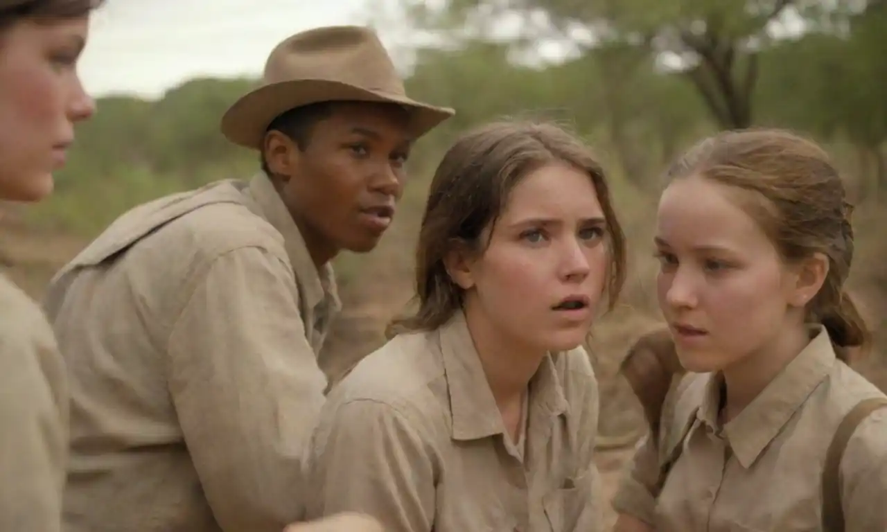 Un grupo diverso de estudiantes que exploran la vida silvestre mientras aprenden en un safari educativo.