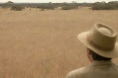 Imagen de un safari con turistas observar animales en un entorno natural