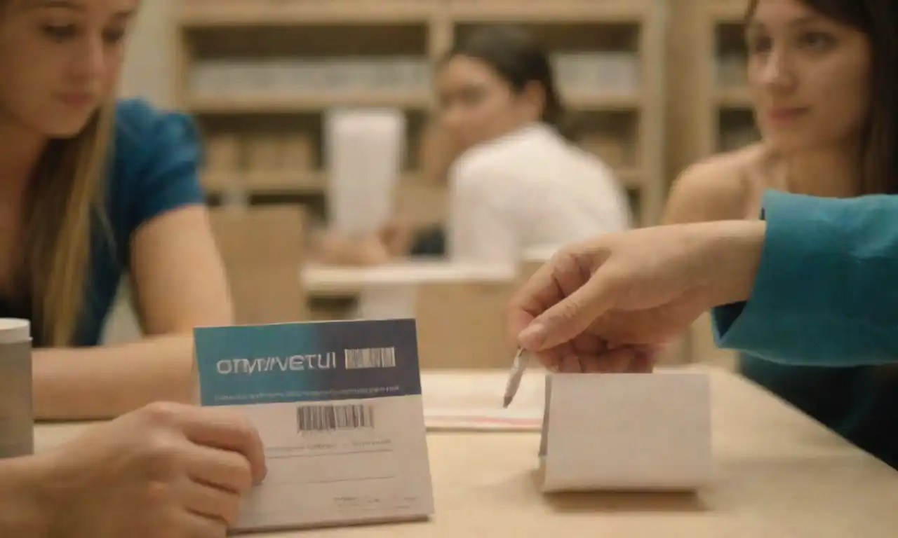 Grupo de personas revisando un catálogo de productos con etiquetas de descuento por volumen.