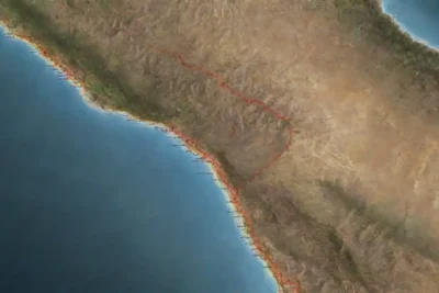 Mapa destacando las principales rutas históricas como el Camino Inca y el Camino Real en Sudamérica.