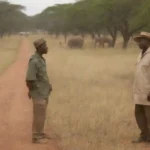 Guías que se relacionan con turistas mientras muestran los esfuerzos locales de cultura y conservación fuera de las actividades safari.