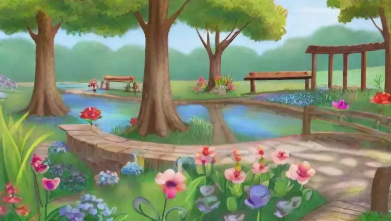 Un jardín vibrante y acogedor lleno de naturaleza, risas y belleza