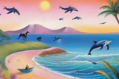 Un paisaje costero vibrante con olas