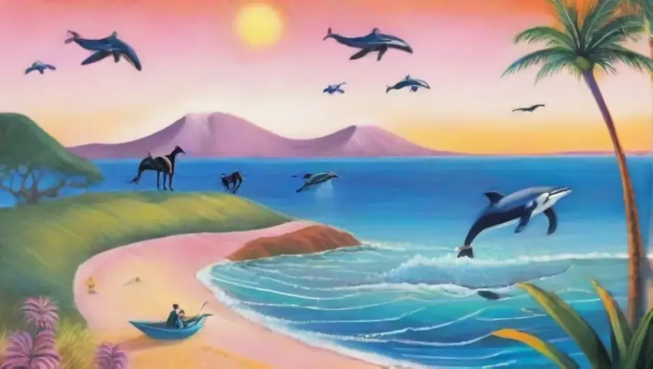 Un paisaje costero vibrante con olas