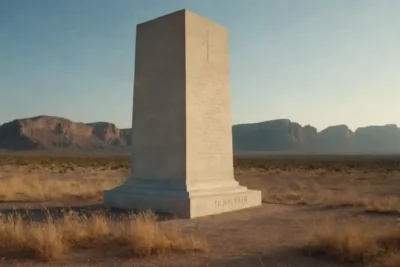 Un monumento llamativo inscrito con nombres y símbolos