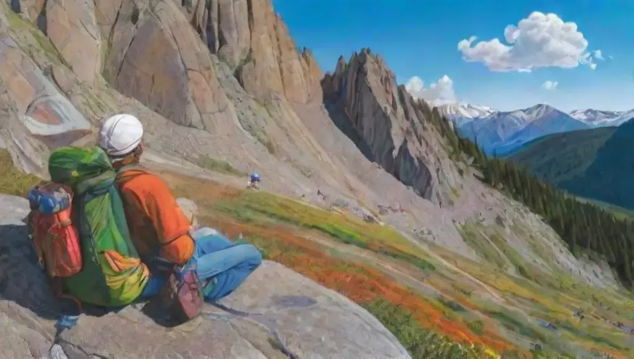 Montañas vibrantes, escaladores coloridos y paisajes impresionantes en un ambiente de aventura
