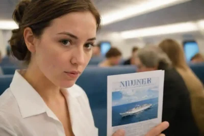 Una persona mirando un folleto de cruceros mientras planea su viaje.