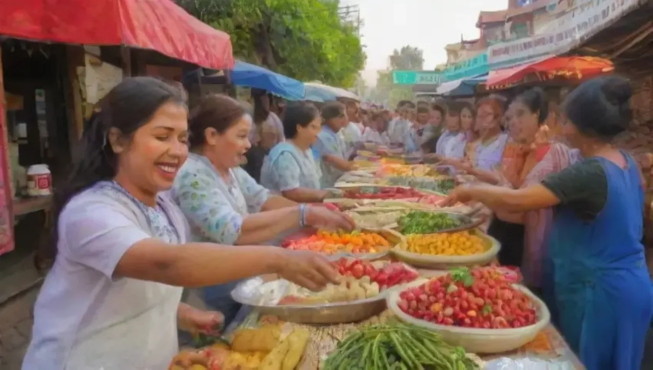 Un bullicioso mercado lleno de colores, aromas y sabores