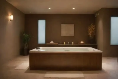 Un interior de spa sereno que muestra elementos de diseño elegante