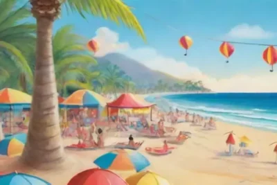Playa vibrante con olas turquesas