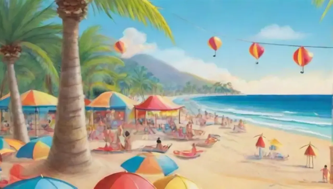 Playa vibrante con olas turquesas
