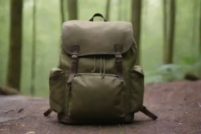 Un individuo empaquetando una pequeña mochila eficientemente para un viaje
