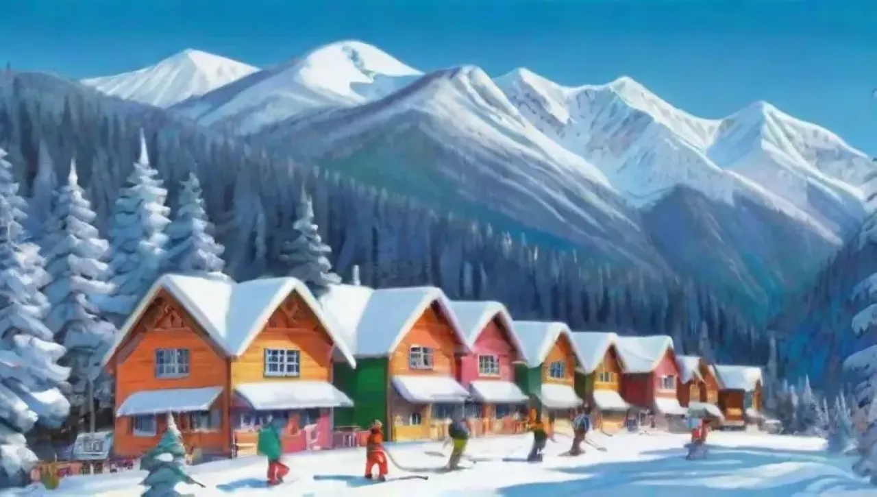 Un paisaje invernal lleno de nieve, esquí, diversión y aventura