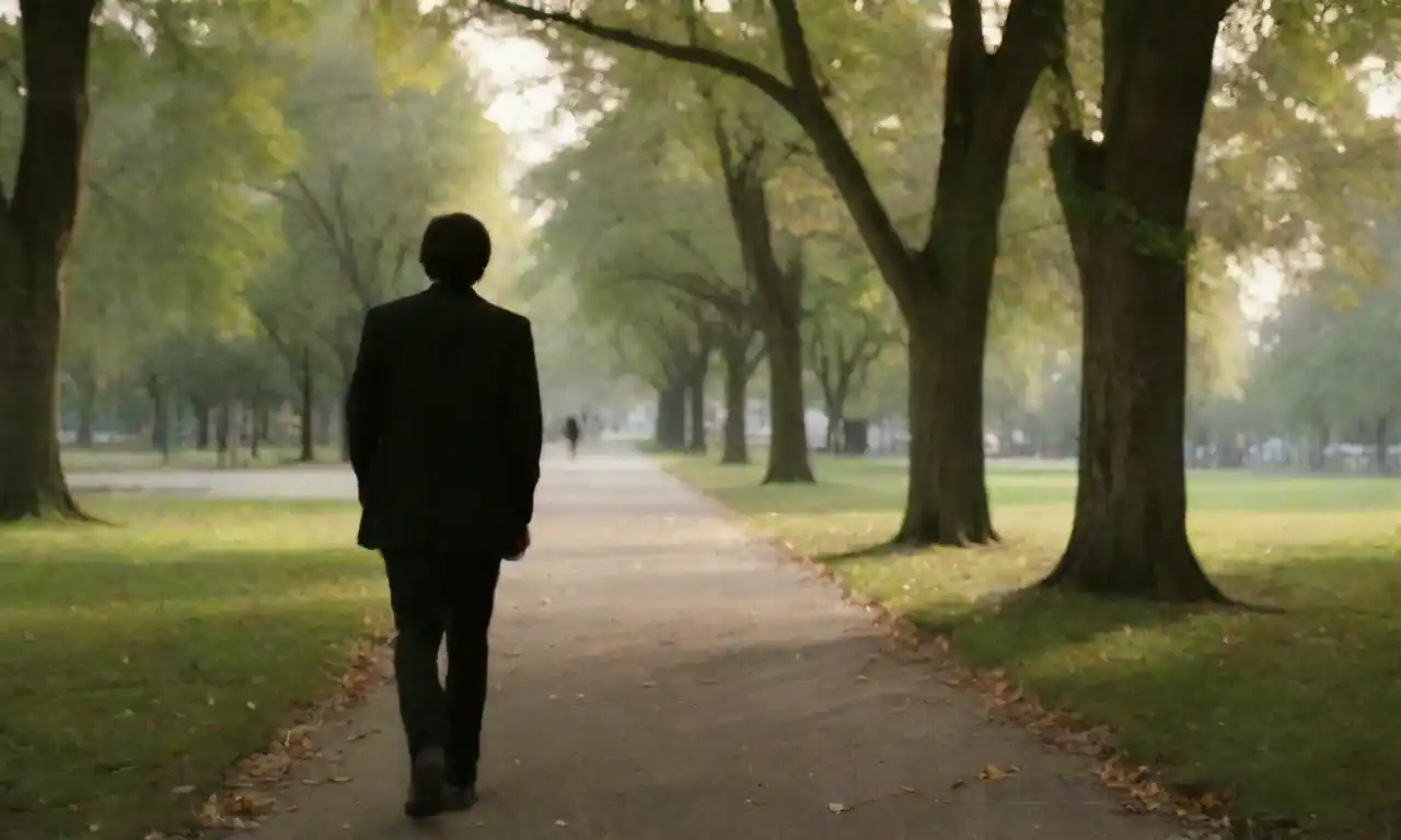 Una persona caminando en un parque