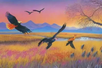 Una vibrante sabana llena de vida y color invita a la exploración