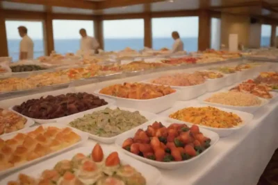 Un buffet vibrante se extendió en una cubierta de cruceros