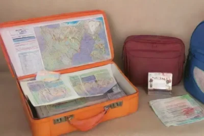 Una escena familiar vibrante llena de preparativos y recuerdos de viaje