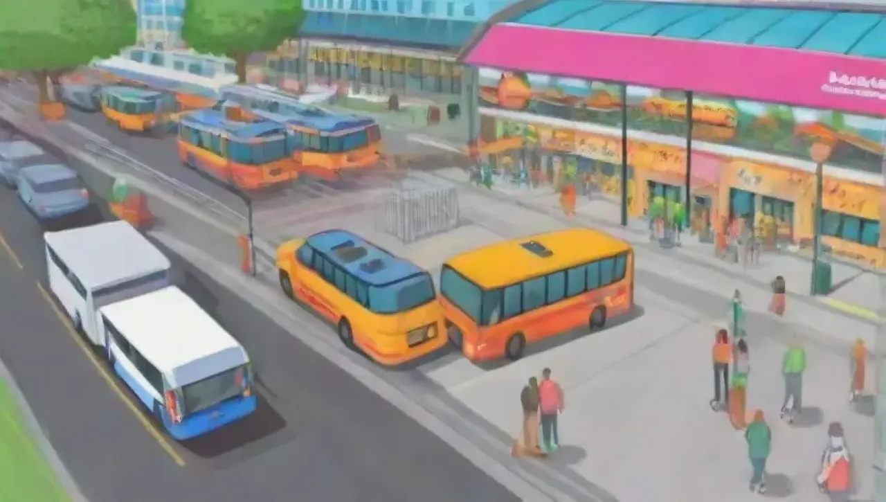 Una ciudad vibrante llena de transporte