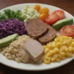 Un plato colorido lleno de una comida equilibrada