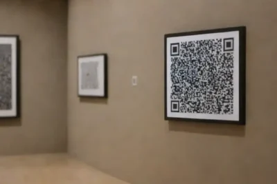 Códigos QR mostrados junto al arte en un museo