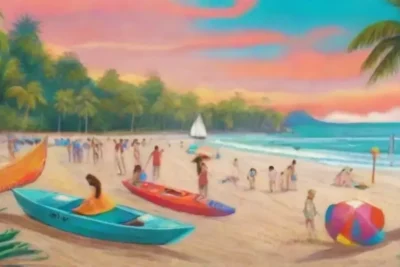 Playa paradisíaca con olas turquesas
