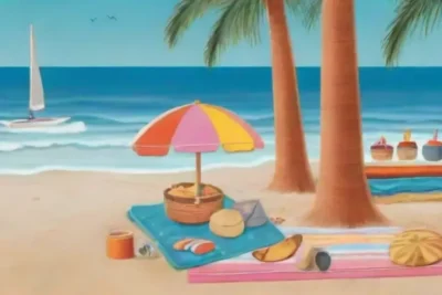 Una escena de playa soleada llena de diversión