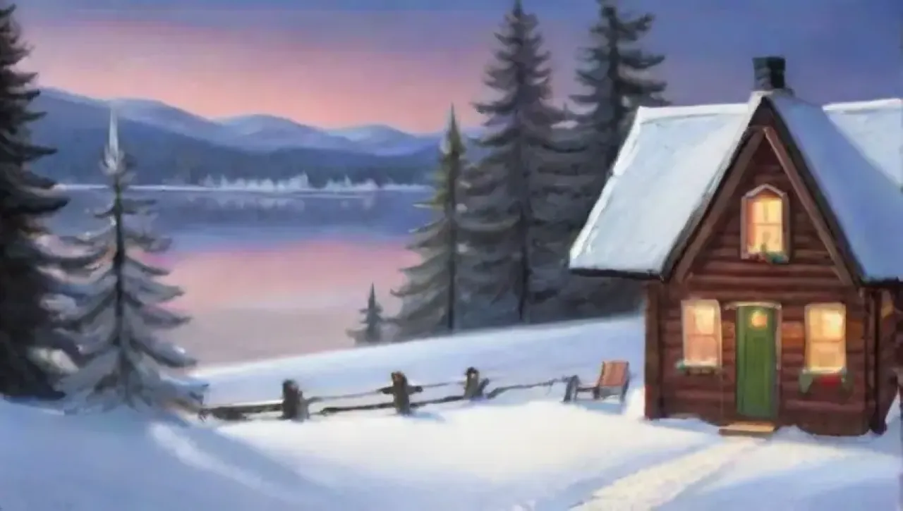 Un acogedor paisaje invernal lleno de nieve