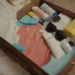 Una maleta llena de artículos esenciales de crucero como protector solar