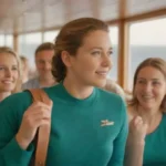 Grupo de viajeros solteros que disfrutan de actividades en un crucero vibrante rodeado de vistas al mar.