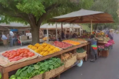 Un vibrante mercado rural lleno de colores